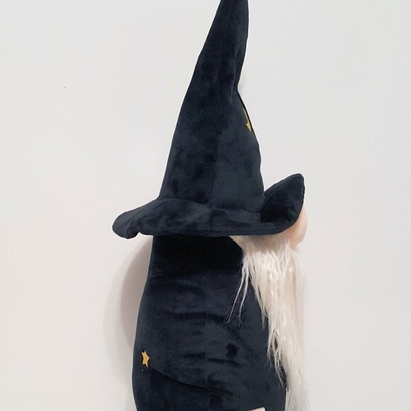 NEW RARE Pottery Barn Halloween Velvet Wizard Gnome Shaped Pillow 8" w x 23" h - Picture 3 of 6